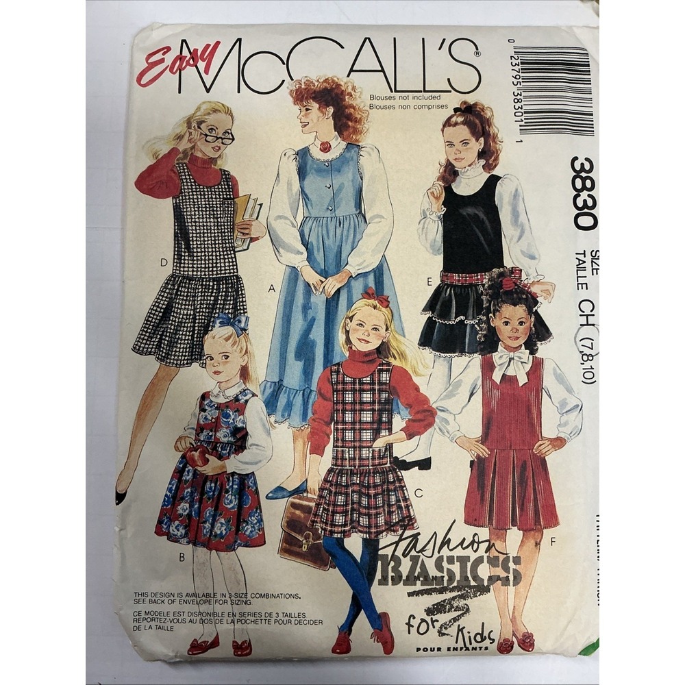 Vintage McCalls Sewing Pattern 3830 Girls Jumpers Size 7-10 Uncut * Easy